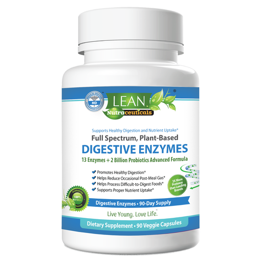 plant based digestive enzymens with probiotics and prebiotics fiber supplement for digestive health IBS relief