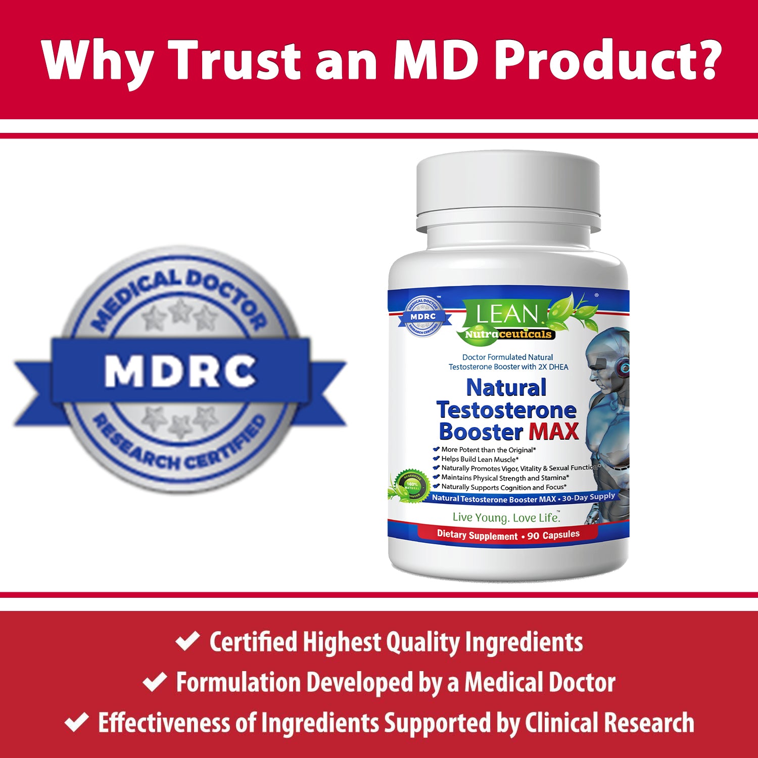 natural testosterone booster MAX by LEAN Nutraceuticals made in USA with effective formula by medical doctor based on clinically research made in USA