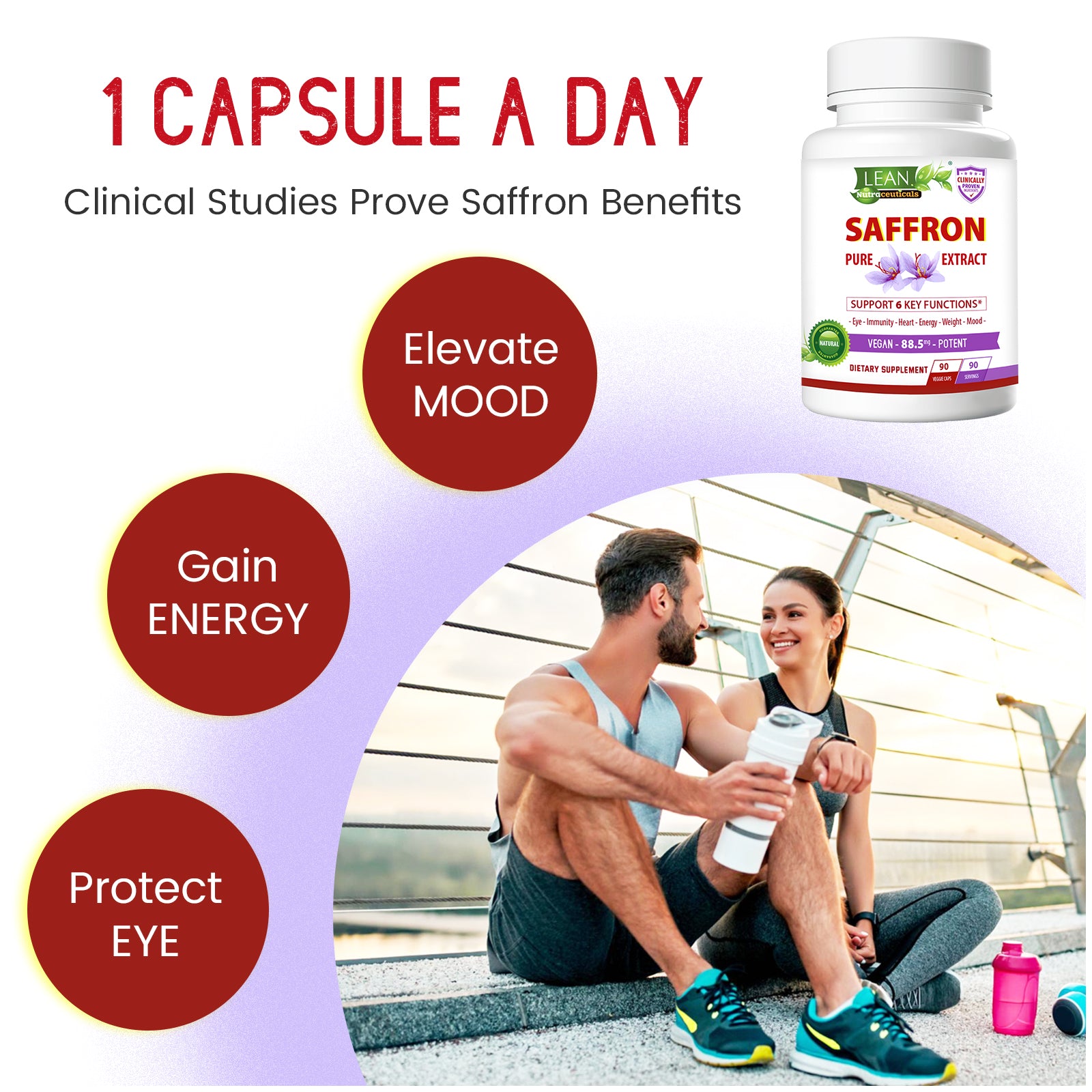 Clinical Studies Prove Saffron Dietary Supplement Main Benefits on Gaining Energy Elevating Mood and Protecting Eyes from Age Related Macular Degeneration