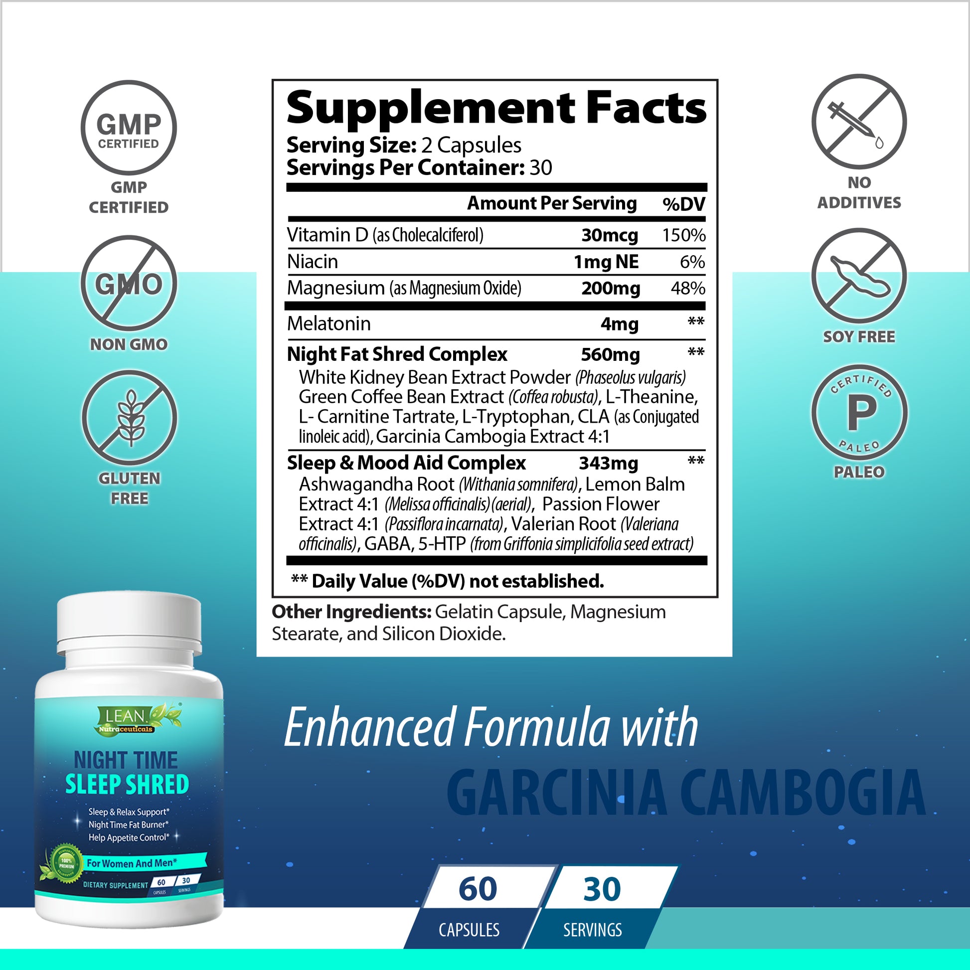 How to Loose Weight During Sleep Nighttime with Natural Remedy Supplement Containing Vitamin D Melatonin Magnesium White Kidney Bean Green Coffee Bean Ashwagandha Root Valerian Root 
