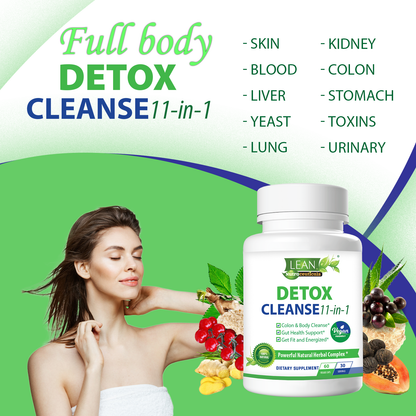 detox cleanse for skin kidney blood colon liver stomach yeast toxins lung urinary with vegan vitamins and supplement 