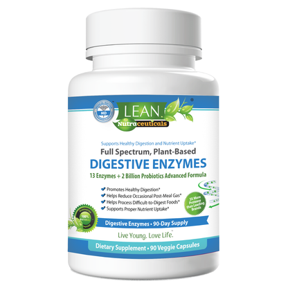 plant based digestive enzymens with probiotics and prebiotics fiber supplement for digestive health IBS relief