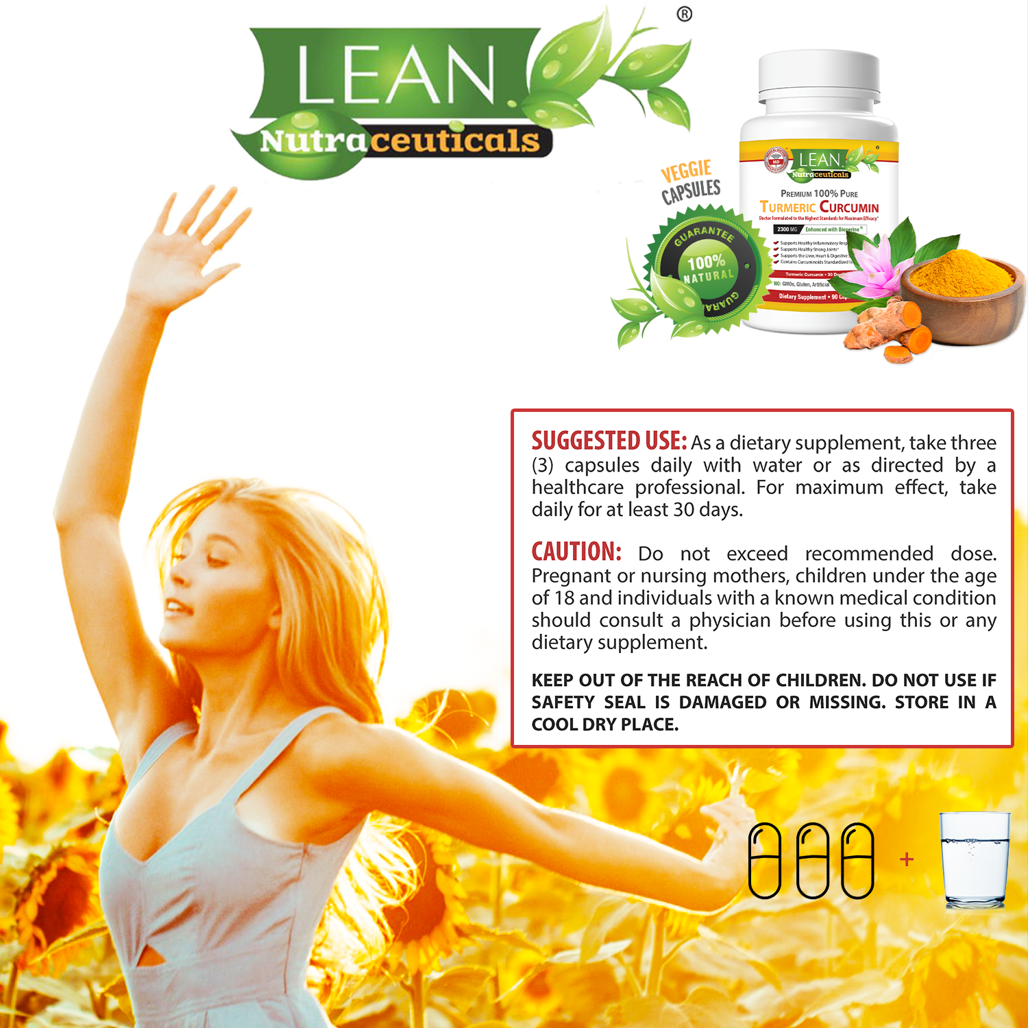 [Premium Quality 100% Pure Nutritional Supplements of turmeric curcumin For Men & Women, Made in USA]-LEAN Nutraceuticals ™