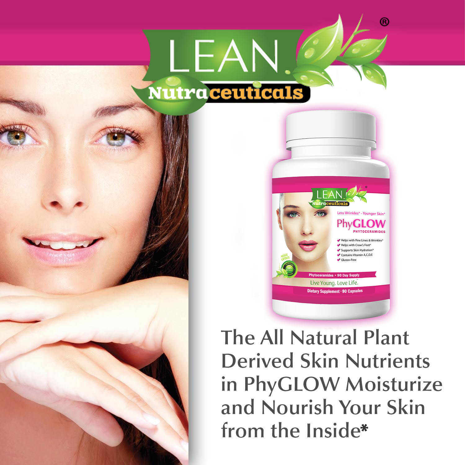 All Natural Plant Derived SKin Nutrients Moisturize and Nourish Skin from the Inside Out with Phytoceramides Ceramide Pills